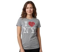Vanilla Underground Junk Food Clothing Womens Grey I Love New York Text Print Short Sleeved T-Shirt (Small)
