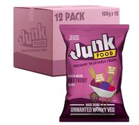Junk Food Organic Lightly Salted Beetroot Flavoured Crisps, Healthy Gluten Free & Vegan Friendly Snacks Made from Wonky Veg, 100 g (Pack of 12)