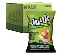 Junk Food Organic Lightly Salted Mixed Vegetable Crisps with Parsnip, Sweet Potato, Beetroot & Carrot Flavours, Healthy, Vegan Friendly & Gluten Free Snacks Made from Wonky Veg, 100 g (Pack of 12)