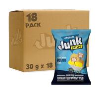 Junk Food Organic Lightly Salted Potato Crisps, Healthy Gluten Free & Vegan Friendly Snacks Made from Wonky Veg, 30 g (Pack of 18)