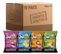 Junk Food Organic Vegetable Crisps Variety Box, Healthy Gluten Free & Vegan Friendly Snacks Made from Wonky Veg, 100 g (Pack of 12)