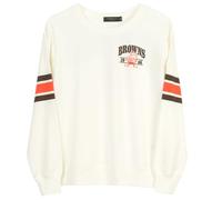 Junk Food Women's Browns Kickoff Crew Sweater, Sugar, Medium