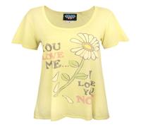 Junk Food Womens/Ladies You Love Me I Love You T-ShirtL Light Yellow NS5889