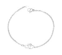 Junkers Bracelet Hollow Heart Double Heart Bracelet Women's Leather Bracelet Replacement (Silver, One Size)