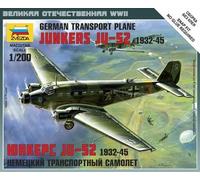 Junkers Ju-52 German Transport Plane 1932-45 Plastic Kit 1:200 Model Zvezda