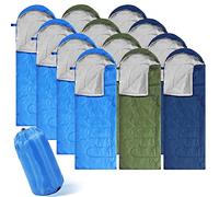 Junkin 12 Pcs Camping Sleeping Bag Bulk for Homeless 4 Seasons Cold Warm Weather Sleeping Bags Waterproof Lightweight with Compression Bag Camping Gear Equipment for Adults Backpacking Hiking