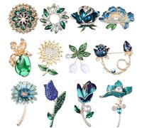 Junkin 12 Pcs Women Brooches Bulk Set Rhinestone Pin Crystal Vintage Brooch Retro Pin for Women Girls Mother's Day Gifts, One Size, zinc alloy and dotted diamonds, no gemstone
