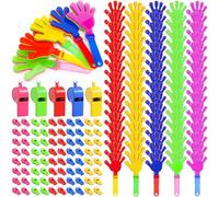 Junkin 160 Pcs Hand Clappers and Whistles Bulk, 80 Pcs 7.5 Inch Plastic Clappers Noisemakers and 80pcs Colorful Whistles Party Favors for Sporting Events Fiesta Birthday Celebrations Cheers Supplies