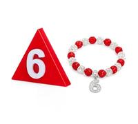 Junkin 2 Pcs Number Sisterhood Paraphernalia Crossing Gift Line Number Big Little Gifts Red Beads Bracelet with Numbers, Gemstone pendant diameter about 0.91 inches, rhinestones, acrylic, no gemstone