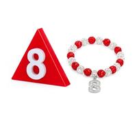 Junkin 2 Pcs Sisterhood Paraphernalia Crossing Gift Line Number Big Little Gifts Red Beads Bracelet with Rhinestone Numbers Greek Inspired Red Black Greek Jewelry Graduation for Women, Gemstone