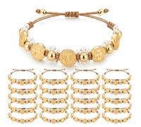 Junkin 20 Pcs Saint Benedict Saint Jude San Judas Tadeo Bracelets Adjustable Cord Catholic Favor Band Religious Gifts(Saint Benedict)