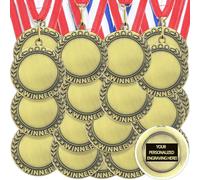 Junkin 24 Pcs Blank Award Medals with Neck Ribbons Winner Participation Medal Awards Make Your Own Kit 1st Place Cheer Participation Trophy Metal Prize Gift(Gold,Winner)