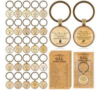 Junkin 25 Set Christian Keychain Gift Bulk for Men Church Bible Emergency Numbers Bookmark Bible Verse Keychain Grandparent Day Gift for Men Women Clergy Pastor Vbs Sunday School Coworker (Vintage)