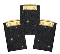 Junkin 3 Pcs Mini Glitter Clipboard 4" x 6" Bling Small Acrylic Clipboards Mini Pocket Memo Size Clip Boards with Low Profile Clip for Office Classroom Back to School Supplies Balck