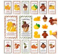 Junkin 30 Set Fall Pumpkin Turkey Thanksgiving Maple Ball Gifts with Cards | 6 Style, Soft Acorn Squeeze Stress Ball, Harvest Party Favors, Fall Positive Card, Fox Sensory Fidget Gift for Thanksgiving