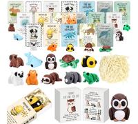 Junkin 30 Sets Animal Party Favors 3D Printed Mini Animal Figures with Box | Motivational Small Desk Pets Inspirational Cute Mini Ornaments Thank You Gifts for Coworker Goodie Bag Stuffers Rewards