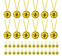 Junkin 42 Pcs Gold Disco Ball Necklaces 70s Disco Ball Bulk Party Chain 1.5“ Costume Accessories for Halloween Christmas Party Favor Xmas Home Decor Costume Accessories