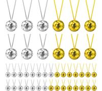 Junkin 42 Pcs Gold Silver Disco Ball Necklaces 70s Disco Ball Bulk Party Chain 1.5“ Costume Accessories for Halloween Christmas Party Favor Xmas Home Decor Costume Accessories