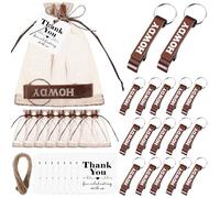 Junkin 50 Set Western Cowboy Party Favors Mental Bottle Opener Keychain Bulk with Organza Bags Thank You Tags and Rope for Birthday Baby Shower Wedding Wild West Themed Party Decorations (HOWDY 1)