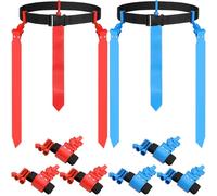 Junkin 6 Players Flag Football Sets Adjustable Football Belts and Flags for Youths Kids Teens Adults Players Sports Team, Red, Blue, 47"