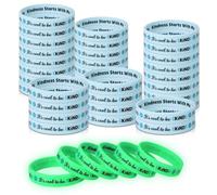 Junkin 64 Pcs Glow in the Dark Motivational Silicone Bracelets Bulk It's Cool to Be Kind Inspirational Rubber Wristbands Luminous for Back to School Anti Bullying Awareness Fundraising
