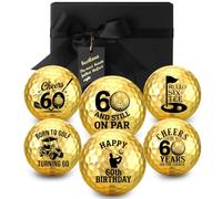 Junkin 7 Pcs Happy Birthday Gifts Golf Balls Set for Men with Unique Gold Golfing Prints Cool Golf Ball Accessories Gifts for Father's Day Golfers Dad Husband Grandpa Golfing Lovers(60th Birthday)