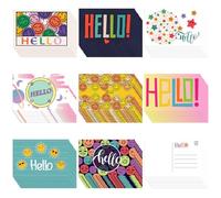 Junkin 80 Pack Hello Postcards Hello Blank Note Cards All Occasion Hello Design Greeting Cards Cute Postcards for Adults Teacher Team Employee Volunteers, 4 x 6 Inch