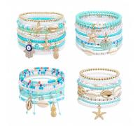 Junkin Boho Beaded Anklets for Women Girls African Multicolor Layered Ankle Bracelet adjustable Summer Hawaii Beach Foot Chain, approximately 18 cm/7.09 inches in length, glass seed beads, rope
