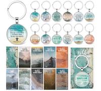 Junkin Christian Easter Keychain Gift Bulk Religious Bible Verse Bookmark for Women Men Mother's Day Holy Week Church, Landscape, 2.76 x 4.72 inches