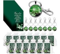 Junkin Funeral Favors for Guest Including Remember Keychain Prayer Cards Organza Bags for Memorial Celebration of Life(Dark Green,24 Sets)