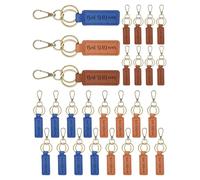 Junkin Veteran Leather Keychain Gift Bulk American Flag Double Ring Keychains for Veteran Memorial Day Gifts Favors, Light Brown, Dark Brown, Navy Blue, One size