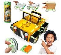 JUNKO Zoomer Toy Car Kit - Transform boxes, bottles, juice cartons... into Toy Cars. Made from Recycled Plastic. Endlessly Reusable Art, Craft & Build Kit. Lego® compatible.