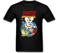 JUNKOU Men's Danger Mouse T Shirt Fit Casual Graphic Short Sleeve Tops Black S