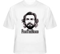 JUNKOU Pirlo Fear The Beard Italy Soccer T Shirt White XXL