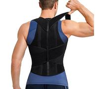 Junlan Men Back Brace Adjustable Back Support for Neck, Shoulder and Back (Black,S)