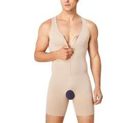 Junlan Men Shapewear Undershirts Tummy Control Full Body Shaper Seamless Sleeveless Bodysuit Workout Tank Tops (Beige,3XL-4XL)