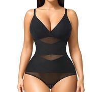 Junlan Shapewear Bodysuit for Women Seamless Sculpting Body Shaper Tummy Control Waist Trainer Vest Shaping Leotard Tops (Black,L)