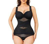 Junlan Shapewear Bodysuit for Women Tummy Control Waist Trainer Vest Seamless Body Shaper Shaping Leotard Tops (Black,XL)