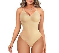 Junlan Women Shapewear Bodysuit Tank Tops Seamless Waist Trainer Vest Tummy Control Full Body Shaper(Beige,XS-S)