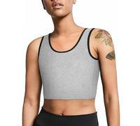 Junlan Women Transgender Tomboy FTM Elastic Chest Binder Bra Pullover Tank Top(Grey,4XL)