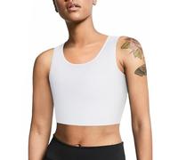 Junlan Women Transgender Tomboy FTM Elastic Chest Binder Bra Pullover Tank Top(White,2XL)