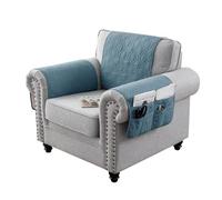 JUNLEBUYI Armrest Cover, Backrest Cover for Recliner Sofa Waterproof Recliner Chair Covers Nonslip Washable Armchair Slipcover Furniture Protector for Recliner Chair Sofa (Gray Blue,3 Piece)
