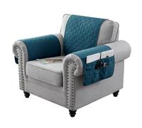 JUNLEBUYI Armrest Cover, Backrest Cover for Recliner Sofa Waterproof Recliner Chair Covers Nonslip Washable Armchair Slipcover Furniture Protector for Recliner Chair Sofa (Blue 2#,1 Piece - Armrest)