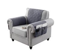JUNLEBUYI Armrest Cover, Backrest Cover for Recliner Sofa Waterproof Recliner Chair Covers Nonslip Washable Armchair Slipcover Furniture Protector for Recliner Chair Sofa (Grey,1 Piece-Arm/Pockets)