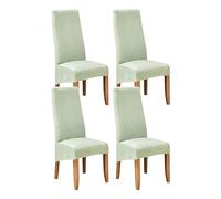 JUNLEBUYI Dining Chair Covers Thick Velvet Stretch Removable Washable High Back XL Chair Protector Decoration Cover Seat Slipcovers for Hotel,Kitchen,Restaurant,Banquet (Mint Green,4)