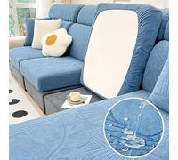 JUNLEBUYI High Stretch Water-Repellent Sofa Seat Cushion Cover Soft Couch Seat Cover L Shape Sofa Covers Furniture Protector Replacement Jacquard Spandex Sofa Slipcovers (Blue-A,4-Seat Cover)
