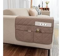 JUNLEBUYI Sofa Chair Armrest Organizer with 6 Pockets Non-Slip Couch Recliner Sofa Arm Tidy Hanging Storage Bag for TV Remote Control,Tablet,Phone,Glasses,Book,Magazines (Khaki)