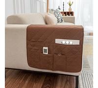 JUNLEBUYI Sofa Chair Armrest Organizer with 6 Pockets Non-Slip Couch Recliner Sofa Arm Tidy Hanging Storage Bag for TV Remote Control,Tablet,Phone,Glasses,Book,Magazines (Coffee)