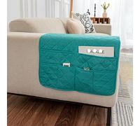 JUNLEBUYI Sofa Chair Armrest Organizer with 6 Pockets Non-Slip Couch Recliner Sofa Arm Tidy Hanging Storage Bag for TV Remote Control,Tablet,Phone,Glasses,Book,Magazines (Green)