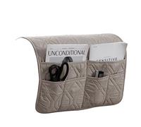 JUNLEBUYI Sofa Chair Armrest Storage Organizer, 6 Pockets, Non-Slip Couch Recliner Remote Control Holder Waterproof Sofa Arm Tidy Hanging Storage Bag Holder Pouch for Phone Books Glasses (Khaki,1pcs)